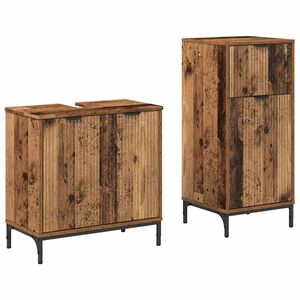 vidaXL Bathroom Furniture Set 2 pcs Old Wood Engineered Wood and Metal