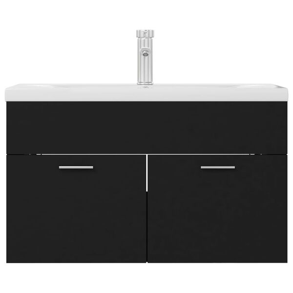 vidaXL Sink Cabinet with Built-in Basin Black Engineered Wood