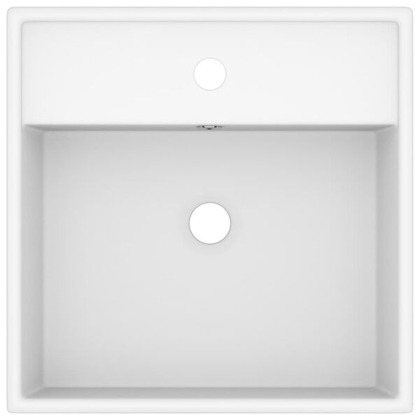 vidaXL Luxury Basin Overflow Square Matt White 41x41 cm Ceramic