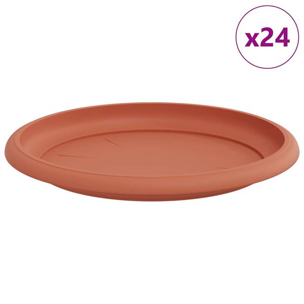 vidaXL Round Flower Tray 24 pcs Brick Red &Oslash; 19 x 2 cm Plastic