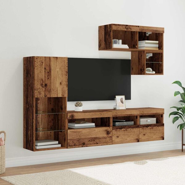 vidaXL TV Wall Units Wall-mounted 6 pcs Old Wood Engineered Wood