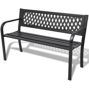 vidaXL Garden Bench | Black | Steel frame | 2-seater | Durable | Garden Bench
