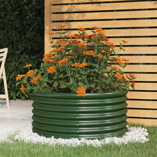 vidaXL Garden Planter Galvanised Steel 80x80x36 cm Green