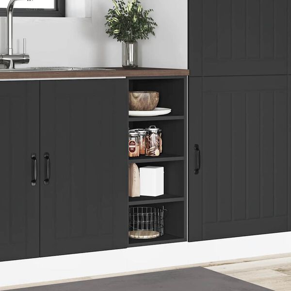 vidaXL Bottom Cabinet Riga Black 30x44.5x81.5 cm Engineered Wood