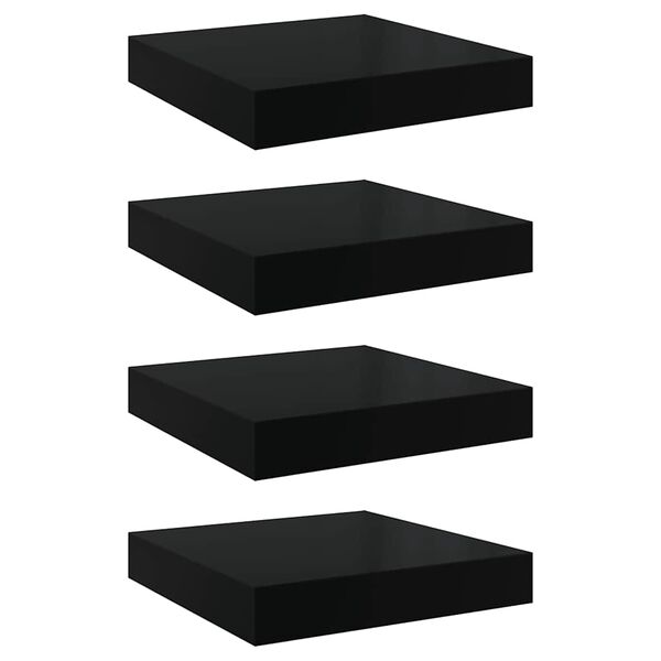 vidaXL Floating Wall Shelves 4 pcs High Gloss Black 23x23.5x3.8 cm MDF