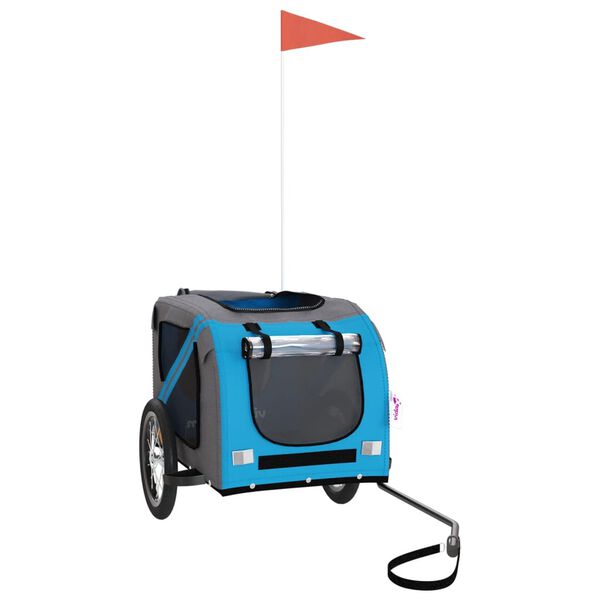 vidaXL Pet Bike Trailer Blue and Grey Oxford Fabric and Iron