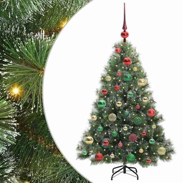 vidaXL Artificial Christmas Tree with 150 LEDs Green 120 cm PE and PVC