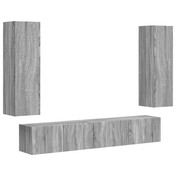 vidaXL TV Cabinet Set Wall-mounted 3 pcs Grey Sonoma Engineered Wood