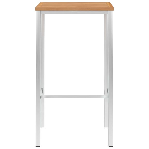 vidaXL Bar Table 60x60x105 cm Solid Teak Wood and Stainless Steel