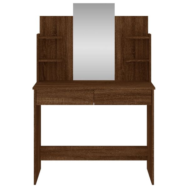 vidaXL Dressing Table with Mirror Brown Oak 96x39x142 cm