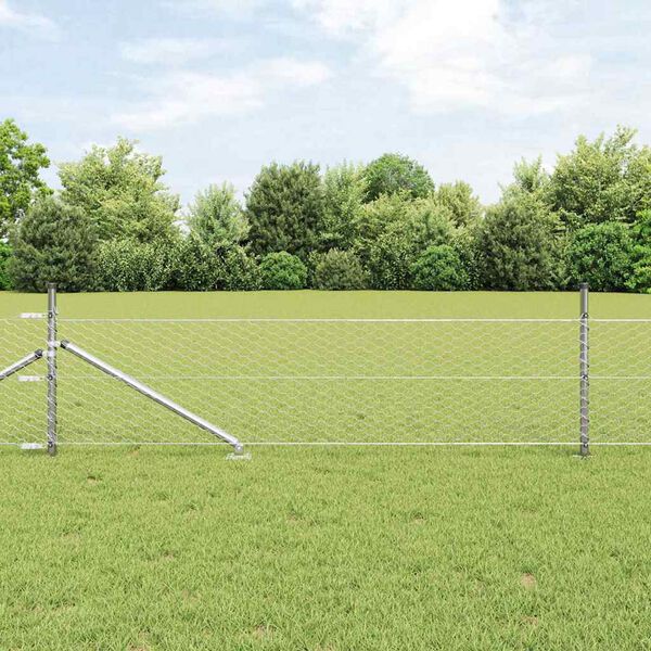 vidaXL Fence Post Silver 50 x 0.8 m (36 mm mesh) Steel