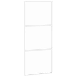 vidaXL Sliding Door White 90x205 cm Tempered Glass and Aluminium