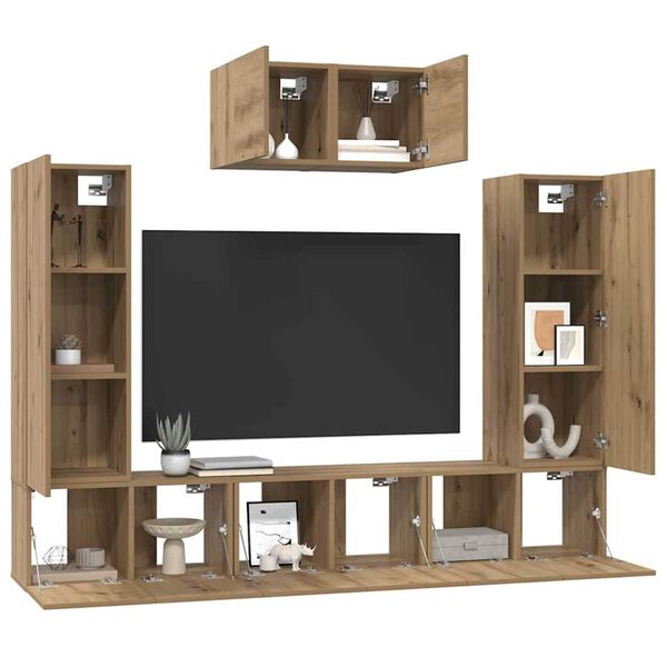 vidaXL TV Cabinet Set Wall-mounted 7 pcs Artisan Oak Engineered Wood
