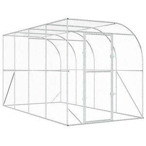 vidaXL Against Wall Chicken Coop Silver 400 x 200 x 215 cm