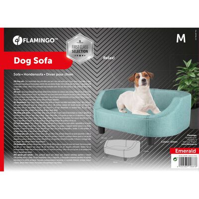 FLAMINGO Dog Sofa Emerald Green M 74x52.5x27.5 cm
