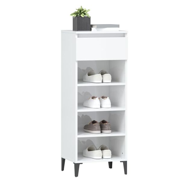vidaXL Shoe Rack High Gloss White 40x36x105 cm Engineered Wood