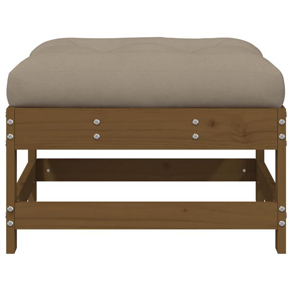 vidaXL Garden Footstool with Cushion Honey Brown Solid Wood Pine