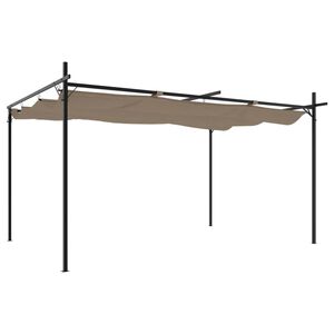 vidaXL Pergola with Retractable Roof Taupe 395x292x230 cm