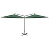 vidaXL Double Garden Parasol with Steel Pole Green 600 cm