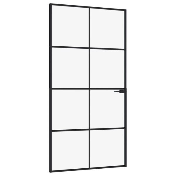 vidaXL Interior Door Black 102x201.5 cm Tempered Glass&Aluminium
