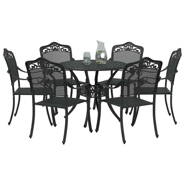 vidaXL Garden Dining Set 7 pcs Black Aluminium