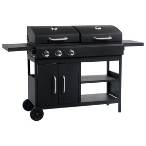 vidaXL Gas Charcoal Combo Grill with 3 Burners