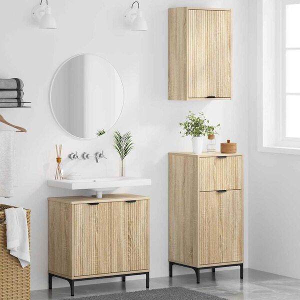 vidaXL Bathroom Furniture Set 3 pcs Sonoma oak Engineered wood