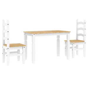 vidaXL 3 Piece Dining Set PANAMA White Solid Wood Pine