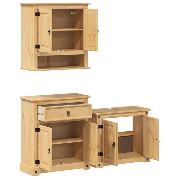 vidaXL 3 Piece Bathroom Furniture Set Corona Solid Wood Pine