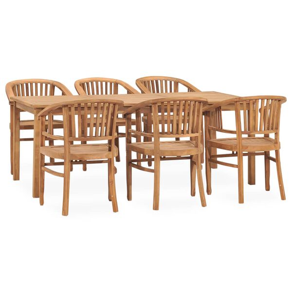 vidaXL 7 Piece Garden Dining Set Solid Teak Wood