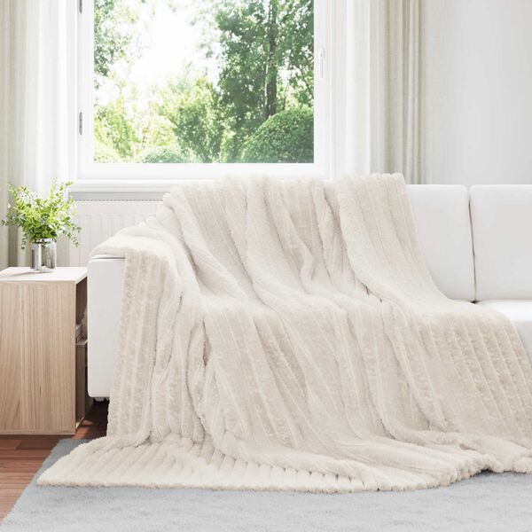 vidaXL Throw Blanket Cream 270 x 240 cm Fleece