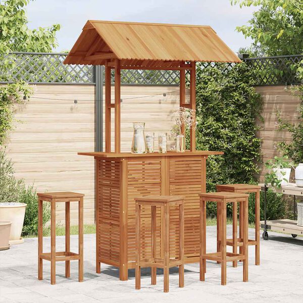 vidaXL Outdoor Bar Table with Rooftop 113x106x217 cm Solid Acacia Wood