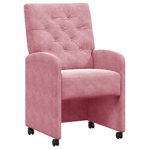 vidaXL Dining Chairs with Wheels 2 pcs Pink 58 x 67 x 97 cm Velvet