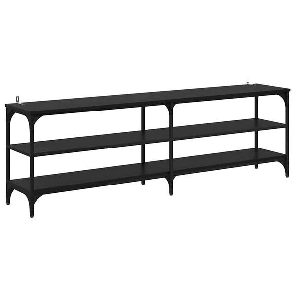 vidaXL TV Cabinet Black Oak 160 x 30 x 50 cm Engineered Wood and Iron