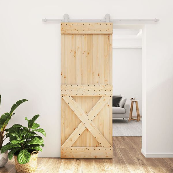 vidaXL Sliding Door with Hardware Set 80x210 cm Solid Wood Pine