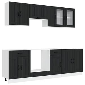 vidaXL 8 Piece Kitchen Cabinet Set "Kalmar" Black Engineered Wood
