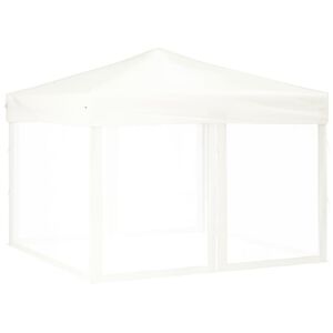 vidaXL Folding Party Tent with Sidewalls White 3x3 m