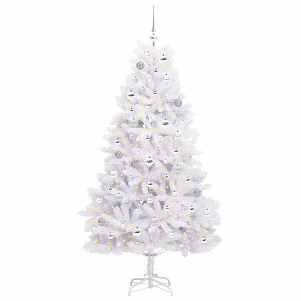 vidaXL Artificial Hinged Christmas Tree White 180 cm PVC and Steel