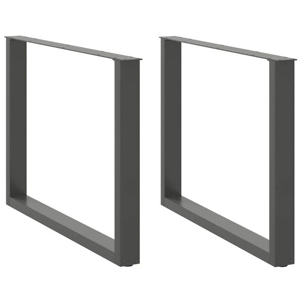 vidaXL Dining Table Legs U-Shaped 2 pcs Anthracite 100x(72-73) cm Steel
