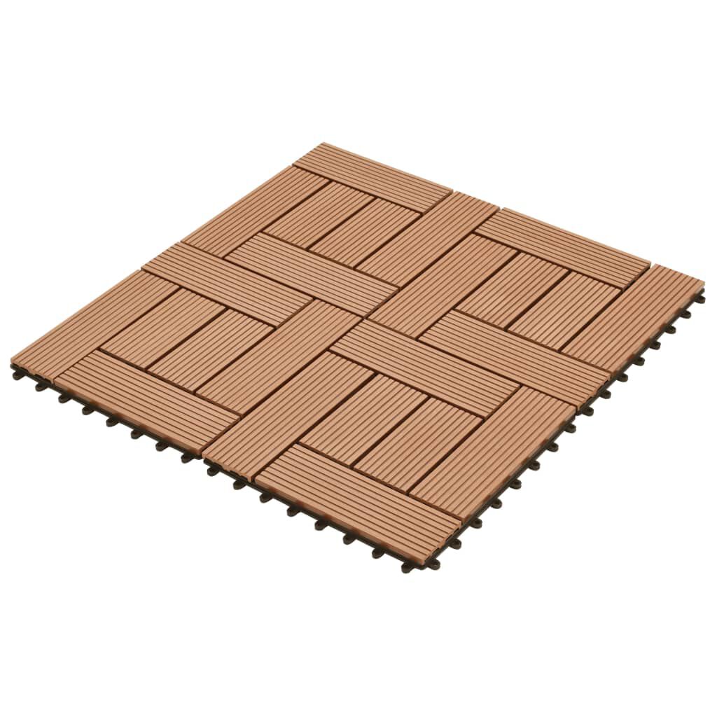Brown 11 pcs 30 x 30 cm Decking Tiles WPC 1 sqm vidaXL