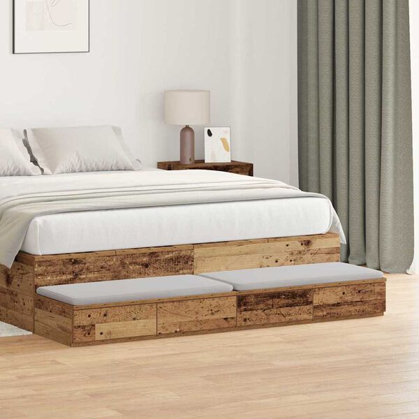vidaXL Bed Drawers Old Wood 160 x 36.5 x 16.5 cm Engineered Wood