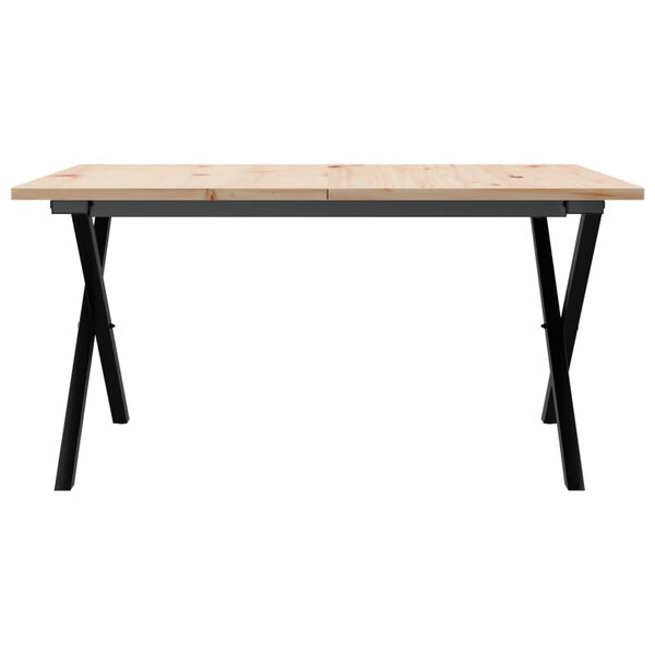 vidaXL Coffee Table X-Frame 90x90x45 cm Solid Wood Pine and Steel