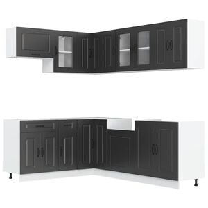vidaXL 11 Piece Kitchen Cabinet Set "Kalmar" Black Engineered Wood