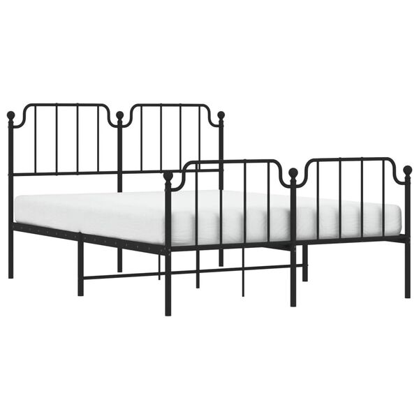 vidaXL Metal Bed Frame without Mattress with Footboard&nbsp;Black 140x200cm