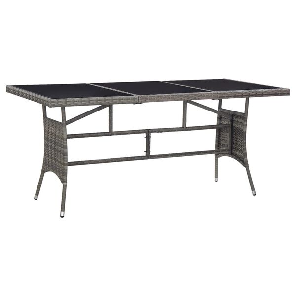 vidaXL Garden Table Grey 170x80x74 cm Poly Rattan