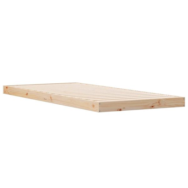 vidaXL Floor Bed Frame Natural 90 x 210 cm Solid Pine wood