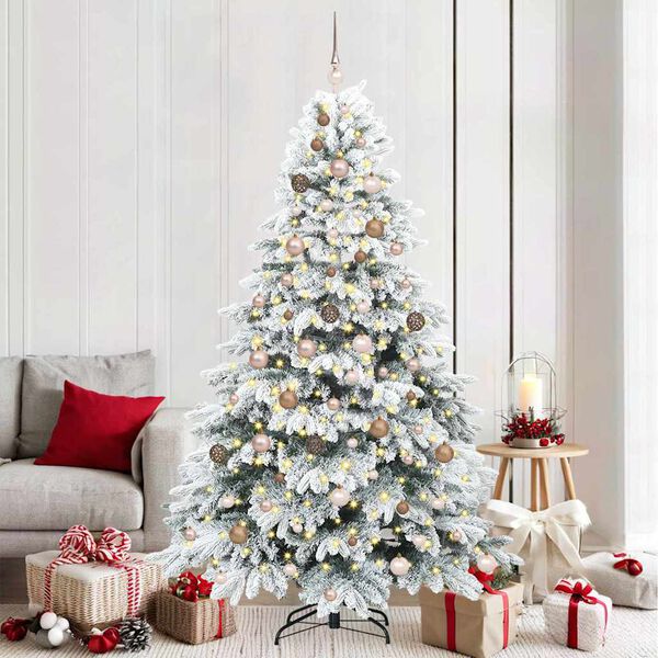 vidaXL Artificial Christmas Tree with 300 LEDs White 210 cm PE and PVC