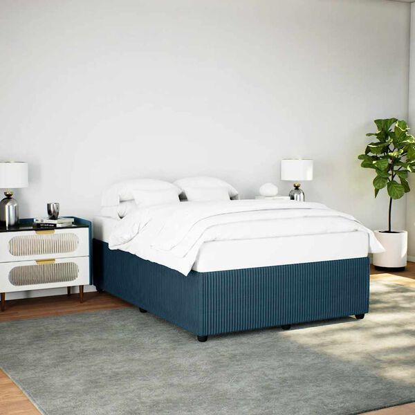 vidaXL Bed Frame without Mattress Blue 140x190 cm Velvet