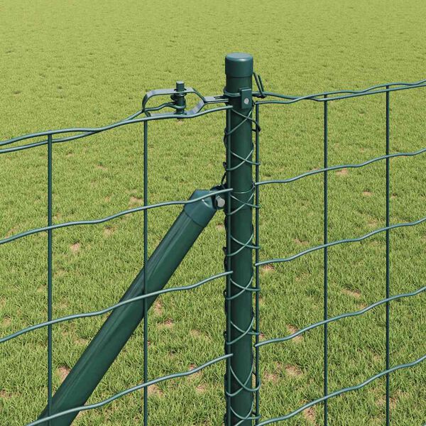 vidaXL Fence with Post Green 1.2 x 25 m Steel