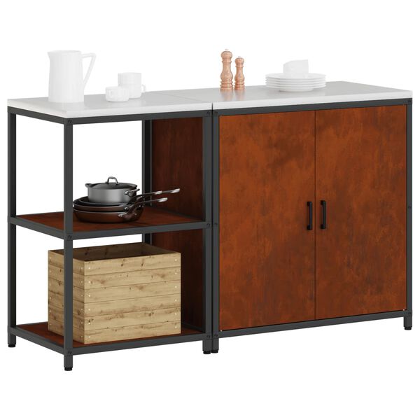 vidaXL Kitchen Storage Set with Shelf 2 pcs Rusty Weathering Steel